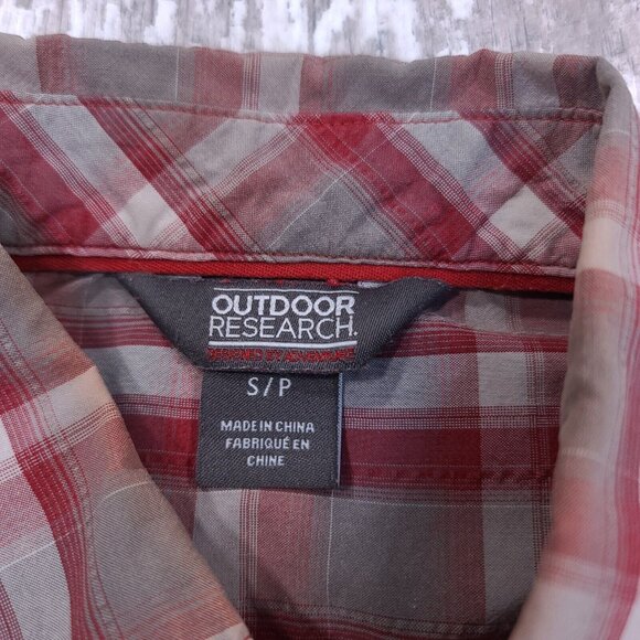 Outdoor Research Shirt Mens Small Riff Red Plaid Short Sleeve Button Camp Top - Picture 5 of 7